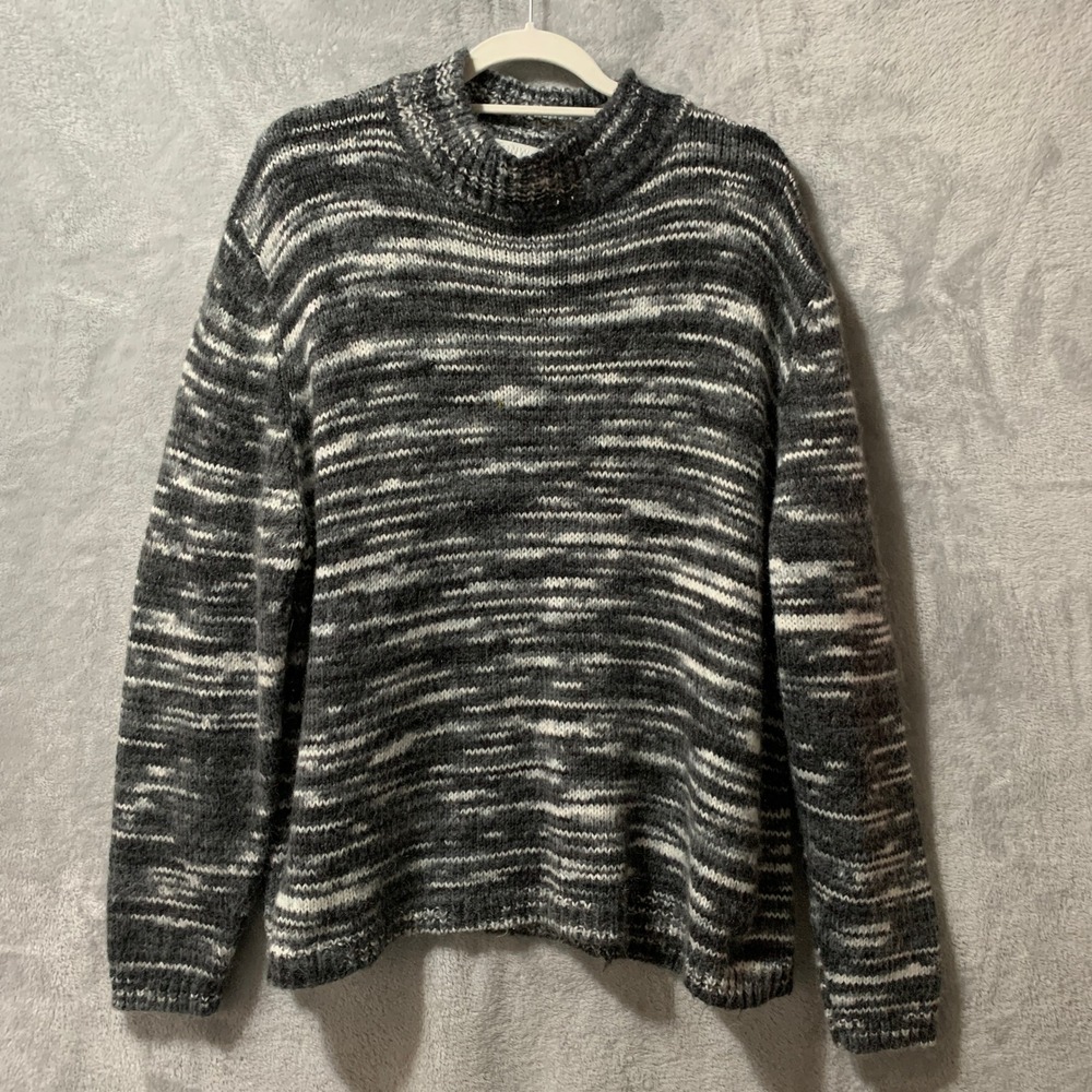 GNW Gray White Marled Speckled Mock Neck Sweater‎ 3X Pullover Top Chunky Boxy